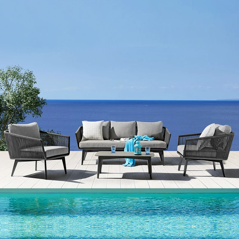 Modern Outdoor Rattan Garden Set, Aluminum Furniture - Clikcy