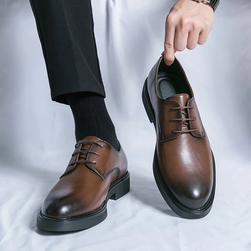 Classic Italy Pointed Toe Leather Shoes Men Luxury Oxfords Business Formal Office Men Shoes Boos Dress Men Black Wedding Shoes - Clikcy