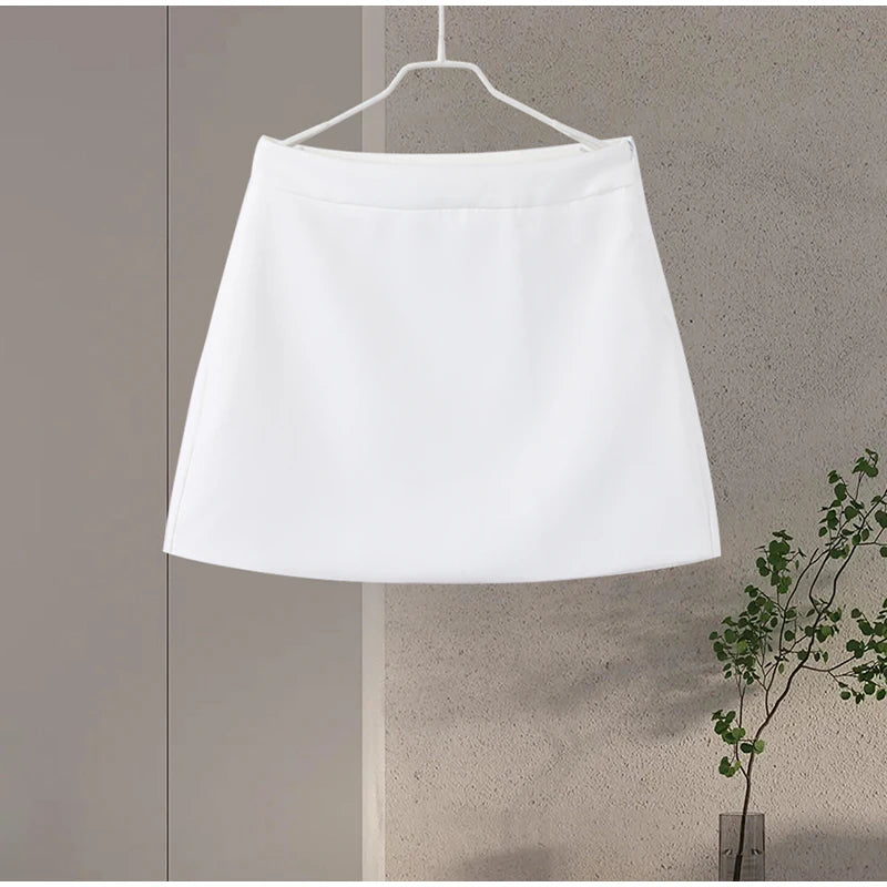 Urban Solid Blazer Skirt Set Women Slim O-neck Single Breasted Jacket Mini A-line Skirt 2025 Spring Elegant Lady Office Outfit - Clikcy