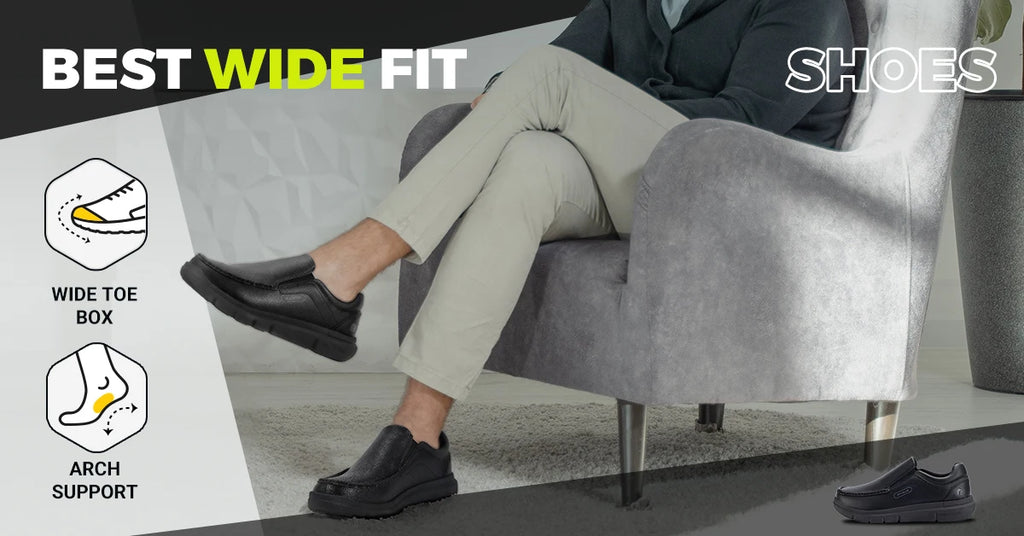 Fitville Men's Shoes Wide Width Leather Slip-On Casual Shoes Lightweight For Swollen Feet with Arch Support Pain Relief - Clikcy