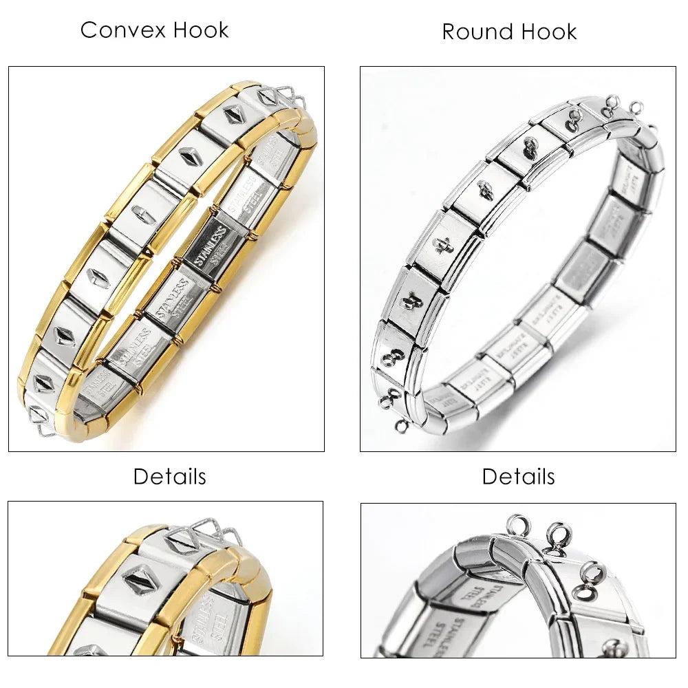 Simple DIY Making Beads Basic Multifunctional Hanging Italian Charm Link Fit 9mm Stainless Steel Bracelet hook Jewelry Wholesale - Clikcy