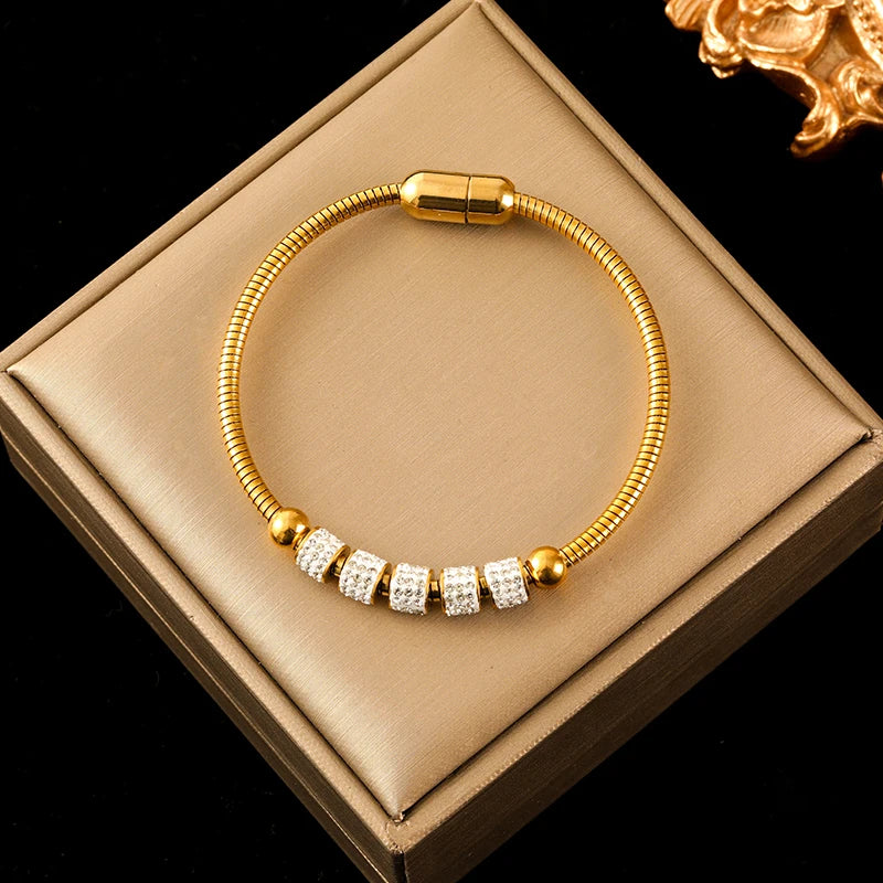 EILIECK 316L Stainless Steel Gold Color Bangles Bracelet For Women New Trendy Wrist Chain Waterproof Jewelry Gift Party Bijoux - Clikcy
