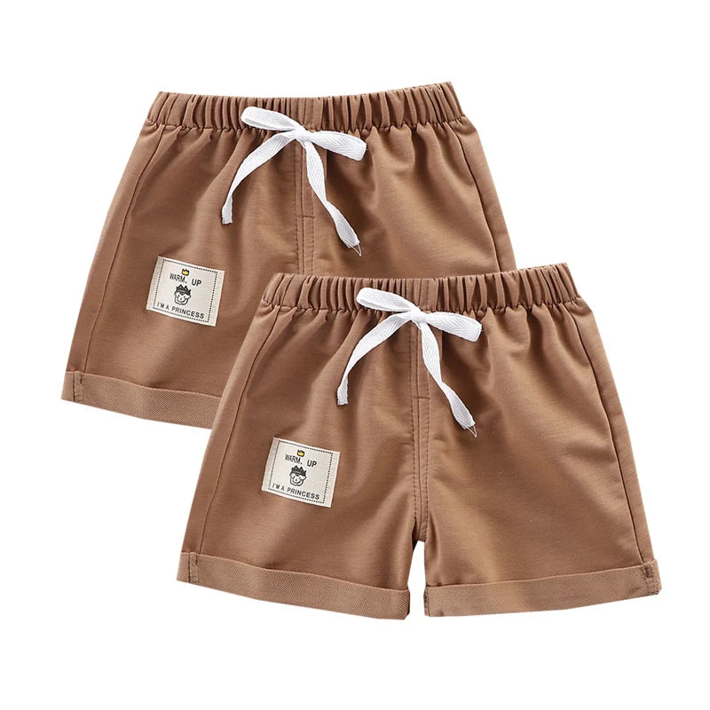 2pcs Cotton Summer Kids Shorts Boys Girls Solid Color Short Baby Cartoon Casual Pant Children Short Pant Sport Clothing Outwear