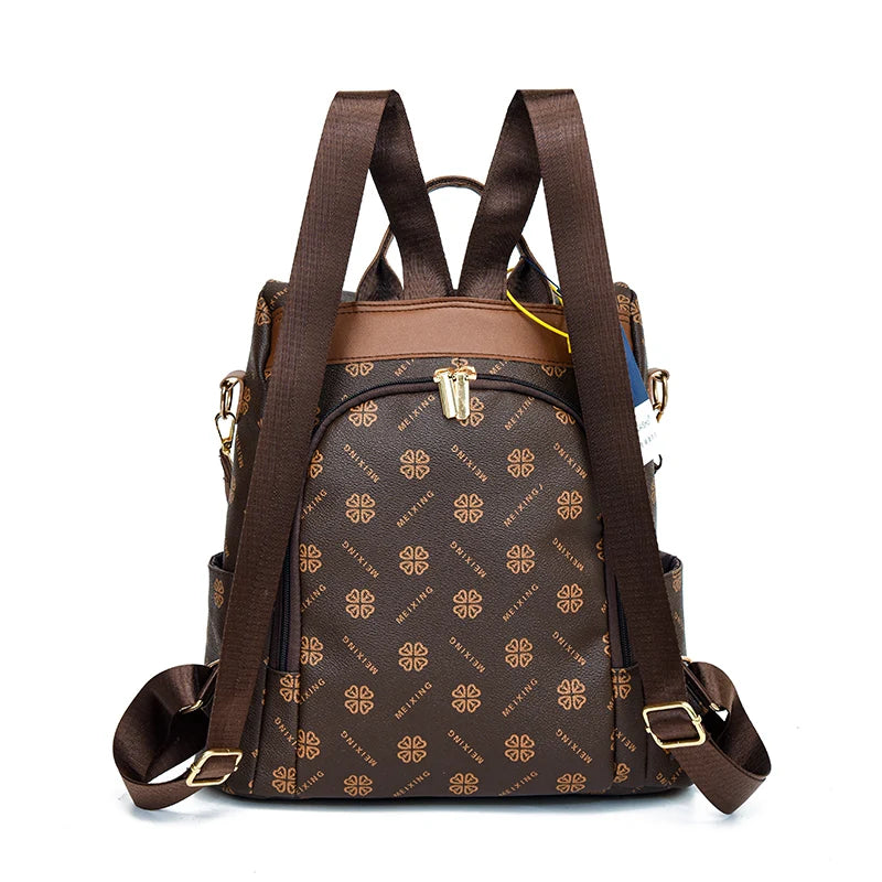 New Hot Women’s Backpack Designer High Quality Soft Leather Fashion Print Backpack Large Capacity Shoulder Bags - Clikcy