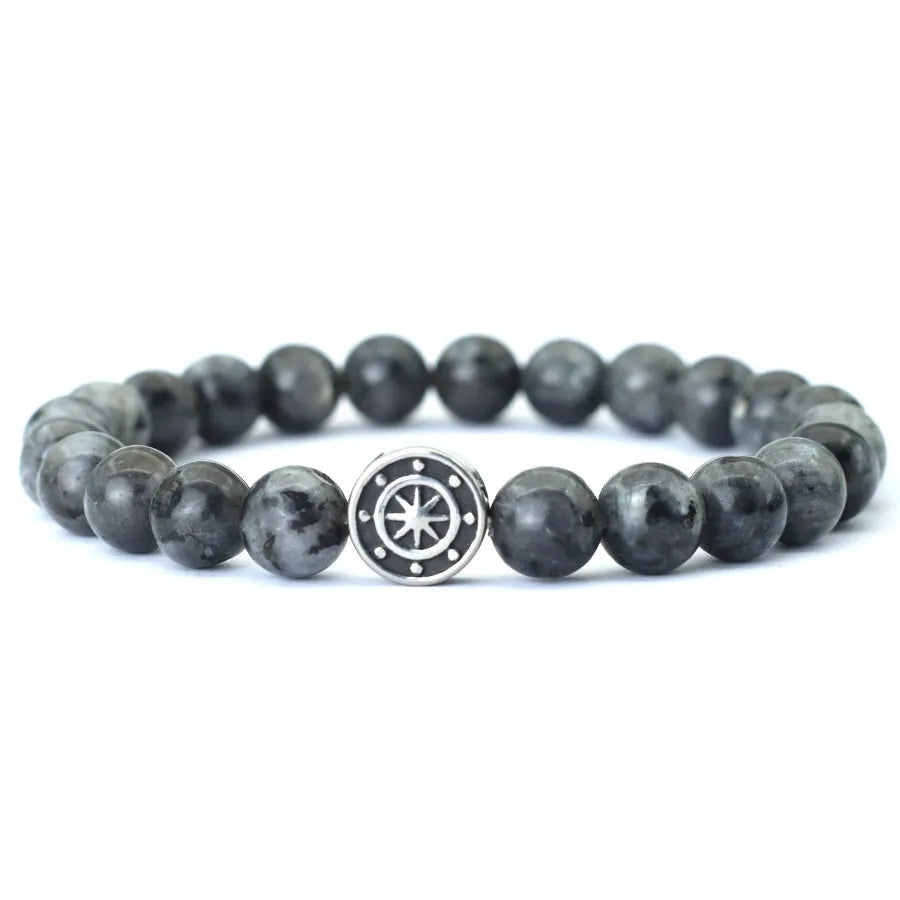 Simple Style Genuine Natural Stone Bracelet For Men Viking Pirate Compass Braclet Tiger Eyes Strand Braslet Leisure Accessories - Clikcy