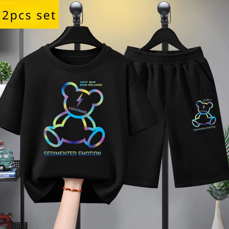 Summer Kid Girls Clothes Set Baby Boy Cartoon Bear Printed T-shirts and Shorts 2 Pieces Suit Children Fashion Outfits Tracksuits - Clikcy