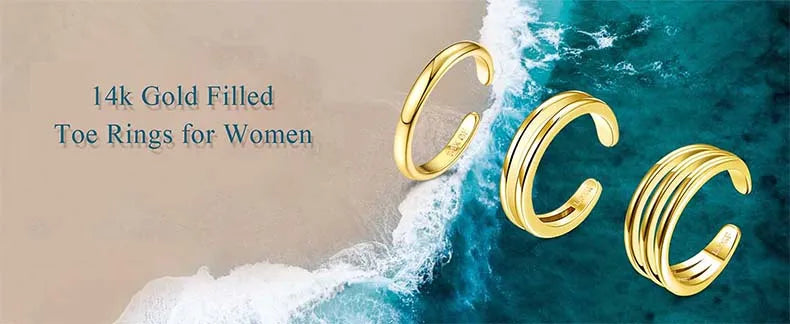 3PCS Filled Toe Rings Set for Women 14K Gold Plating Adjustable Simple CZ Flower Ring Summer Beach Jewelry - Clikcy