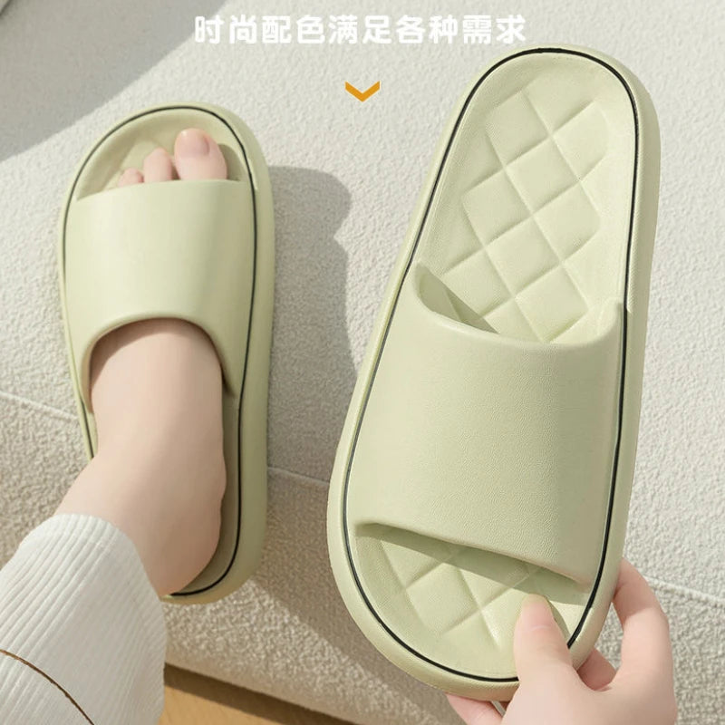 Plus Size 47 48 49 Super Light Soft Men Slippers Simple Couple's Slides EVA Elastic Shoes Colorful Indoor Bathroom Slippers - Clikcy