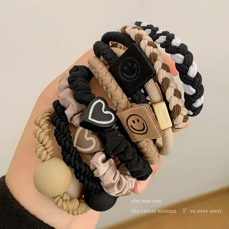 5/10pcs/Set Elegant Heart Ball Elastic Hair Bands For Women Ponytail Hair Tie Scrunchie Rubber Bands Fashion Hair Accessories - Clikcy