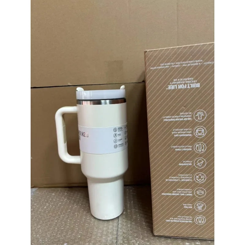 40 oz large capacity stainless steel thermos cup car cup second generation straw portable water cup sports fitness - Clikcy