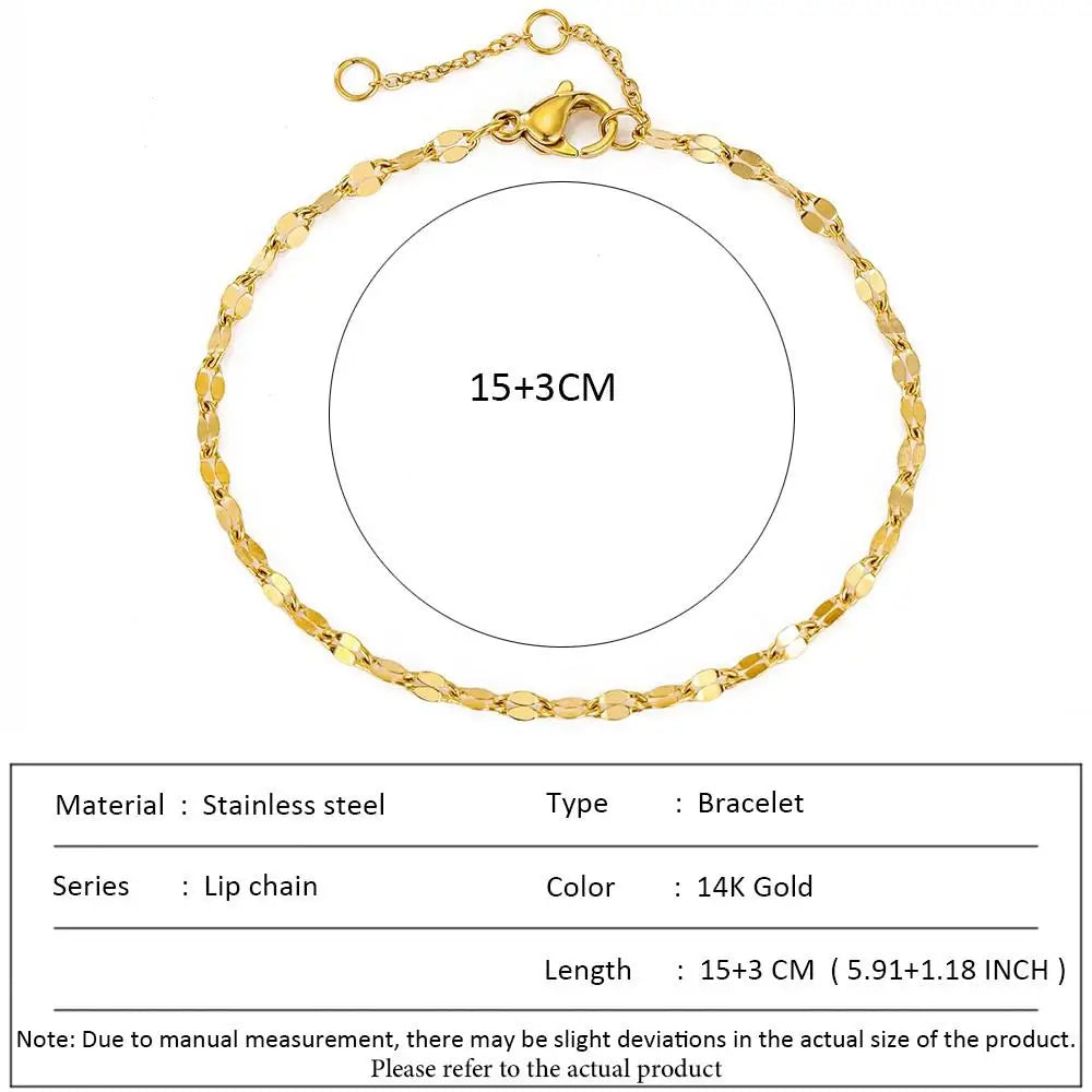 SUNIBI Classic Snake Chain Bracelets for Women Trend  Fashion Stainless Steel Cuban Chain Bracelet Trendy Woman Gifts Jewelry