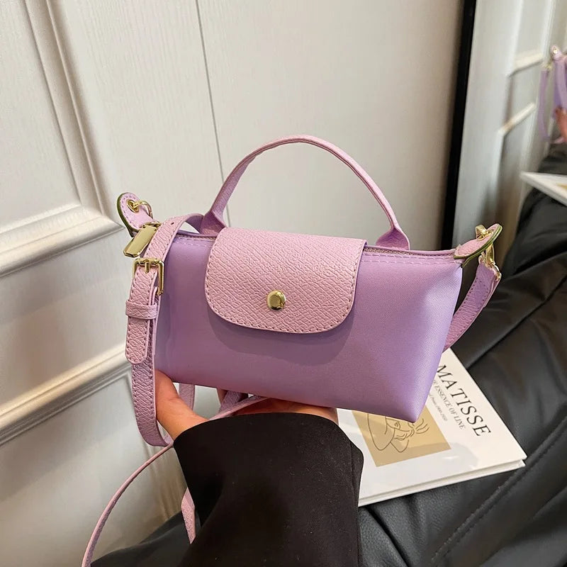 2025 summer lightweight shoulder crossbody bag, fashionable women's bag, plaid canvas, personalized and versatile dumpling bag