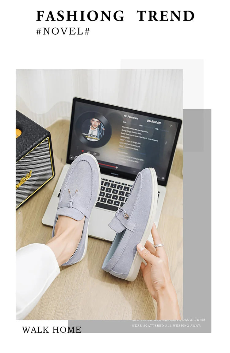 Summer Beige Moccasins For Men Comfortable Suede Casual Designer Men's Shoes Lightweight Slip-on Men Loafers zapatos para hombre - Clikcy