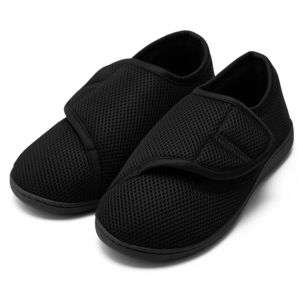 Unisex Diabetic Shoes Wide Walking Shoes Plush Lining Slip-On Orthopedic Shoes Hook and Loop Sneakers for Swollen Feet
