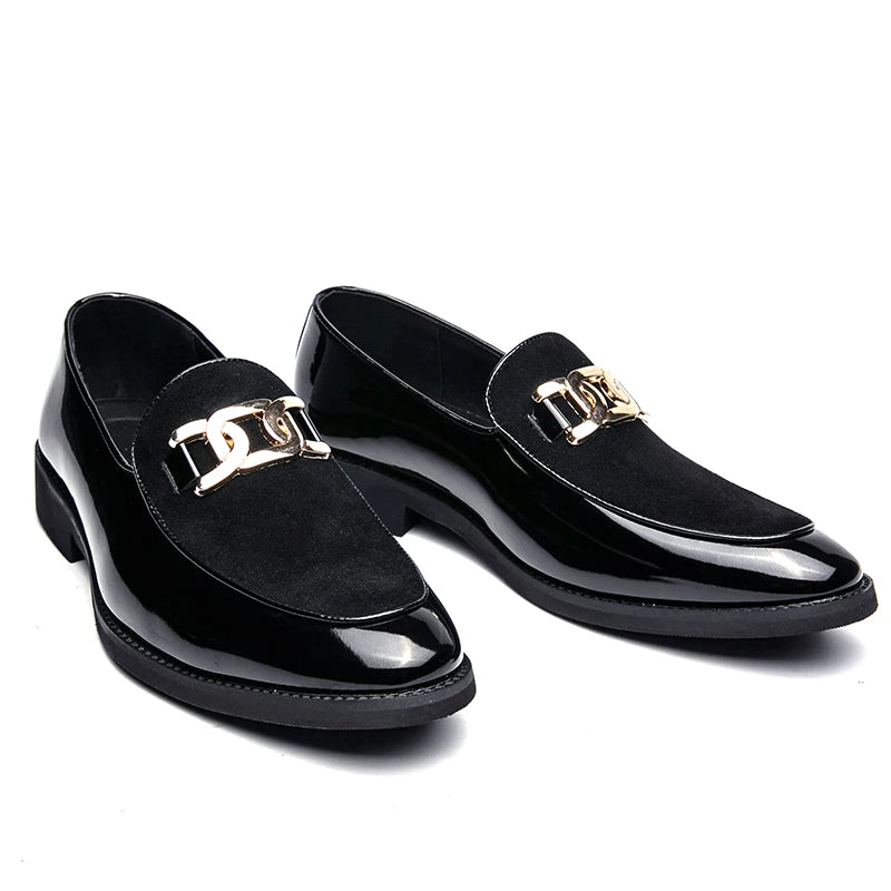 Italian Fashion Leather Shoes Moccasins For Men Casual Man Shoe Business Male Formal Pointed Fashion Wedding Black Skin