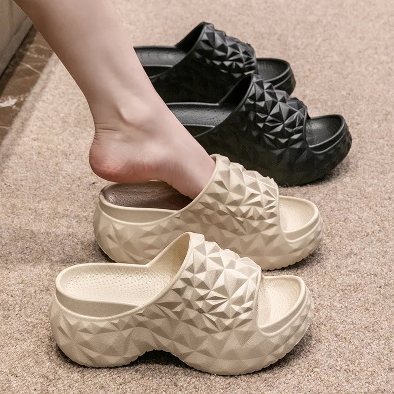 Bebealy New Women Sandals Durian sandals Outdoor Platform Beach Sandals Summer Wear-resistant Nonslip Cloud Slippers Home Slides - Clikcy