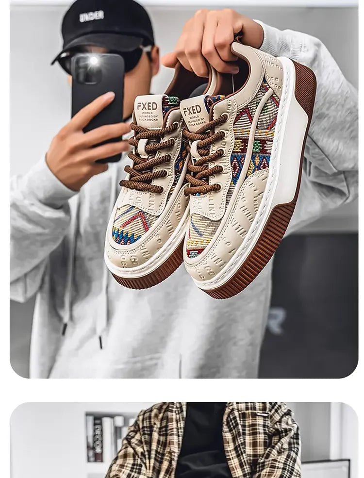 Men's Shoes 2025 New Trend Printed Fashion Shoes All Kinds of High Sense Board Shoes Daily Wear Street Casual Shoes - Clikcy