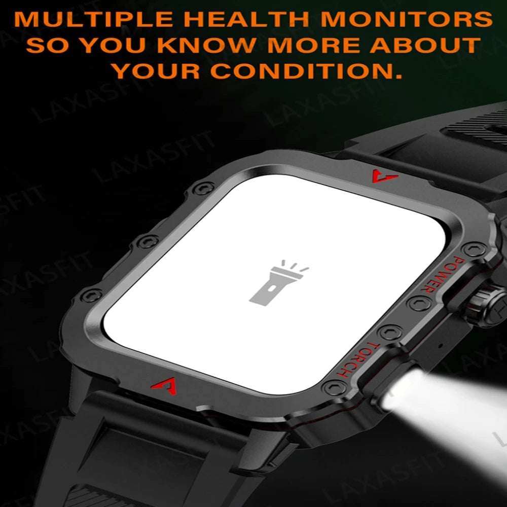 Outdoor Smartwatches For Huawei Xiaomi Connect Phone Men Flashlight Weather Distance Message Sport Tracker Bluetooth Smart Watch - Clikcy
