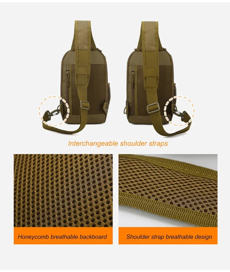 Tactical Shoulder Bag Molle Shoulder Backpacks Sling Daypack Backpack with USB Charging Port Chest Fishing Camping Fanny Pack - Clikcy