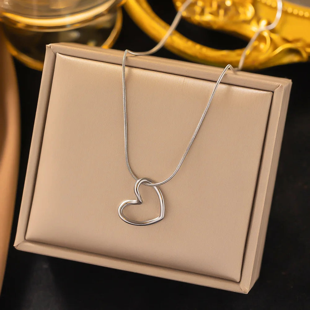 316L Stainless Steel Love Heart Pendant Necklace For Women Fashion Ladies Gold Color Clavicle Chain High Quality Jewelry Gifts - Clikcy