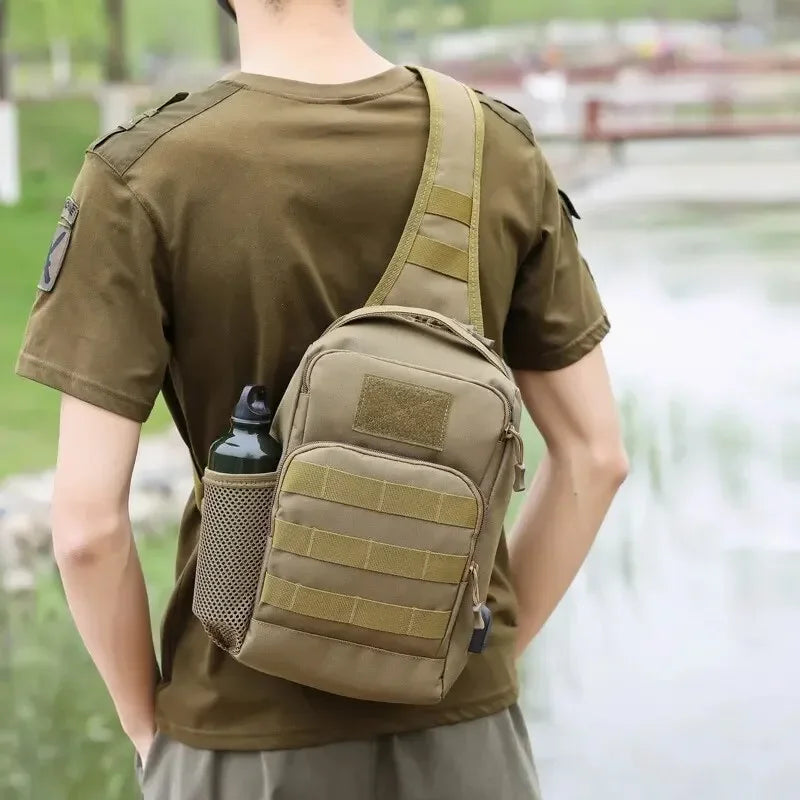 Tactical Shoulder Bag Molle Shoulder Backpacks Sling Daypack Backpack with USB Charging Port Chest Fishing Camping Fanny Pack - Clikcy