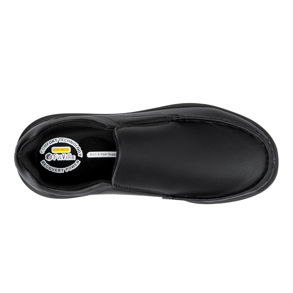 Fitville Men's Shoes Wide Width Leather Slip-On Casual Shoes Lightweight For Swollen Feet with Arch Support Pain Relief - Clikcy