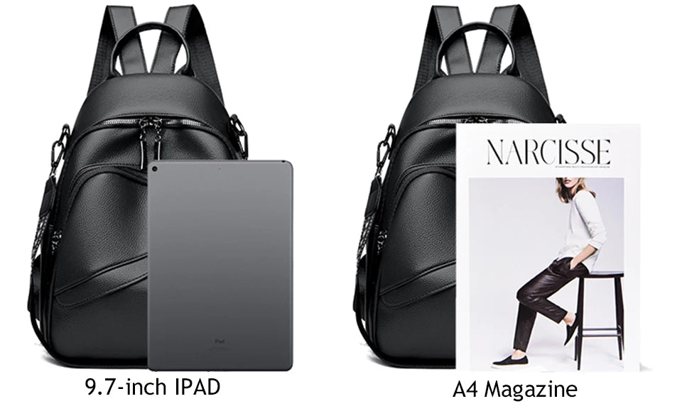 Fashion Backpacks Women Shoulder Bag Simple Rucksack Female Soft Leather Back Pack Ladies Travel Bag Large Capacity School Bags - Clikcy