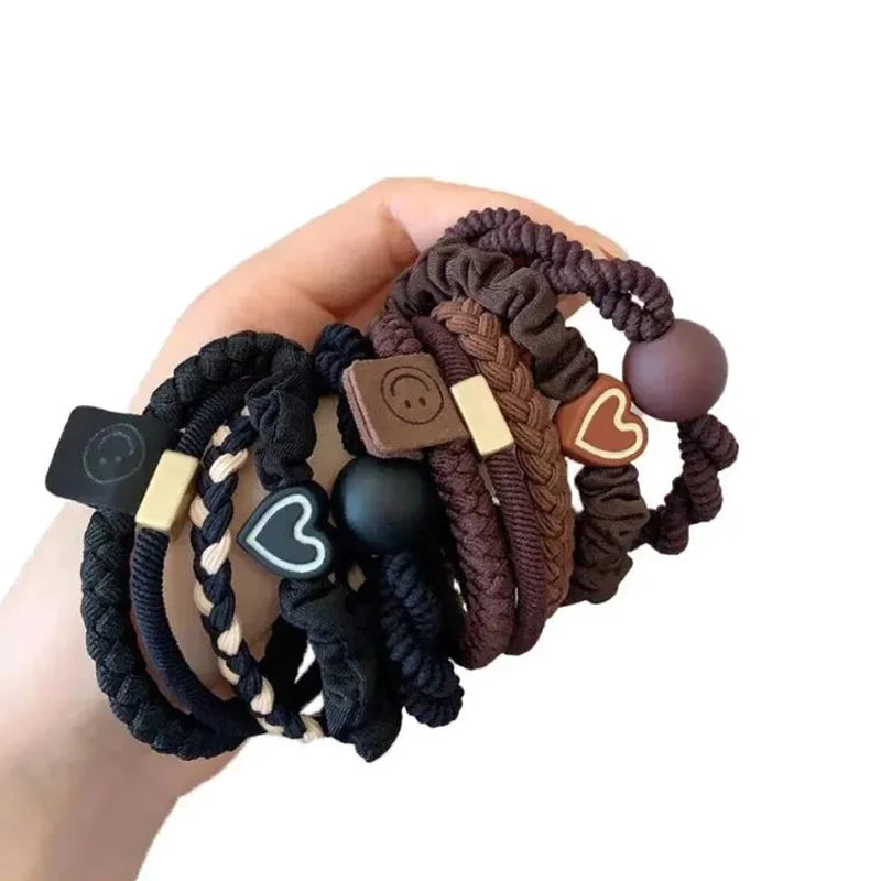 10PCS Women's Hair Ring Set Hair Accessories High Elasticity Leather Band Simple Temperament High Ponytail Durability New Style - Clikcy