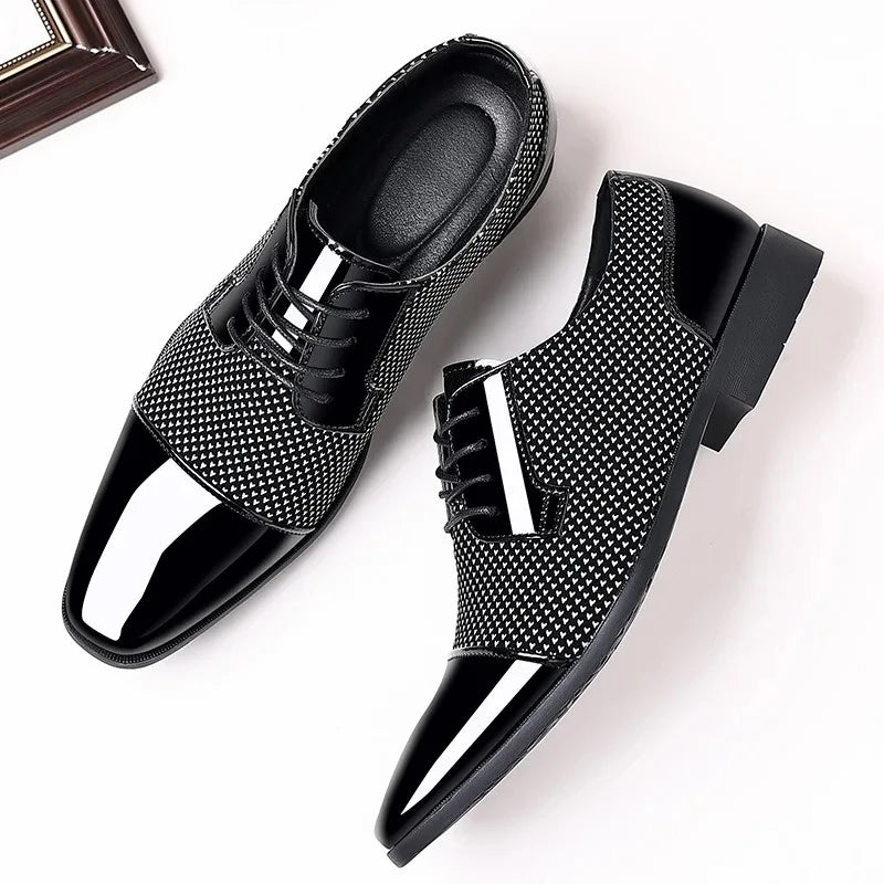 Men Dress Shoes For Men Oxfords PU Leather Shoes Lace Up Formal Black Leather Wedding Party Shoes Casual Luxury Brand Men's 2023