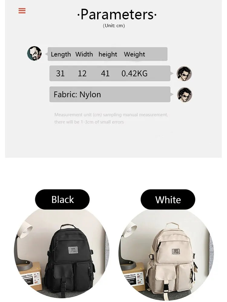 Shoulder bag Men's and Women's Universal Nylon Large Capacity Casual Schoolbag Plug Buckle Computer Backpack Daily Commuting - Clikcy