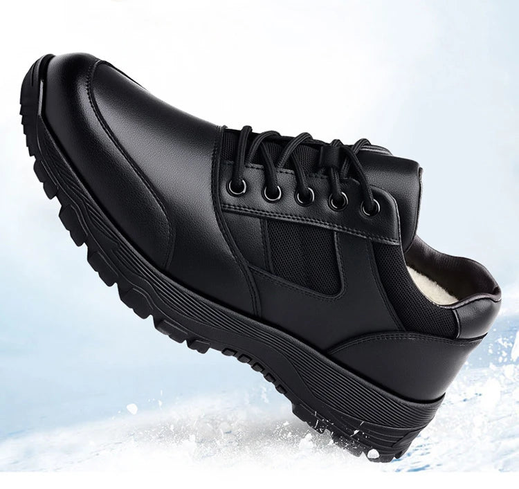 New Platform Cow Leather Casual Sneakers for Men Designer Autumn Winter Cotton Black Outdoor Men's Sports Shoes Zapatos Hombre - Clikcy