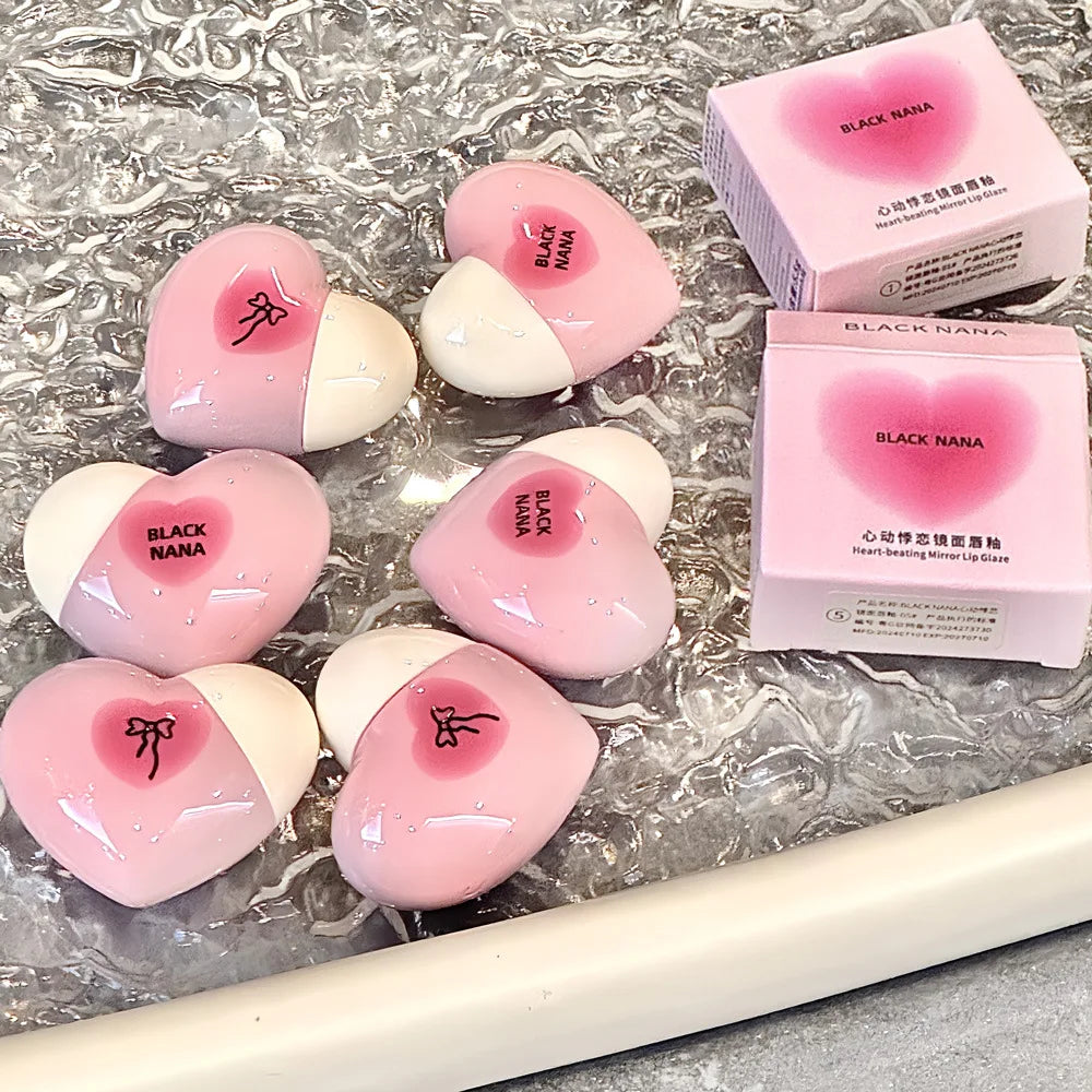 Black Nana Lip Gloss Cute Heart Shaped Lip Glaze CPNP Verified Lipstick Long Lasting Hydrating Natural Make Up Cosmetic - Clikcy