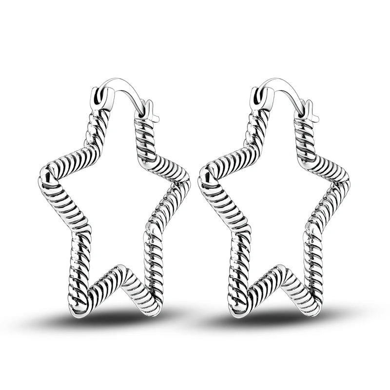 Original 925 Sterling Silver Women Hoop Earrings High Quality Shine Zircon U Shaped Classic Style Earring For Women Jewelry Gift