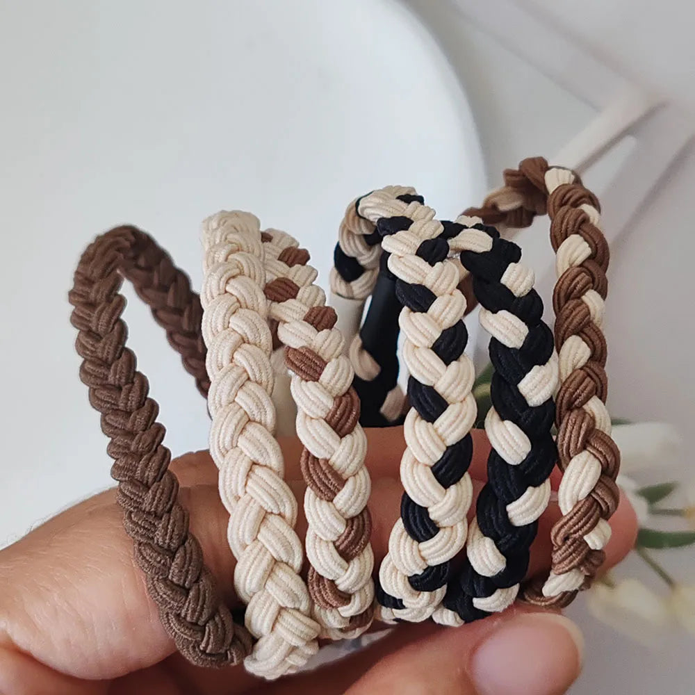 6pc Fashion European and American Elastic Hair Bands for Women Girls Hair Ties Rings Rope for Hair Accessories Ponytail Holder - Clikcy
