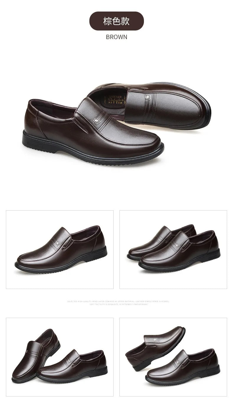 Leather Men Formal Shoes Luxury Brand 2025 Men's Loafers Dress Moccasins Breathable Slip on Black Driving Shoes Plus Size 37-46 - Clikcy