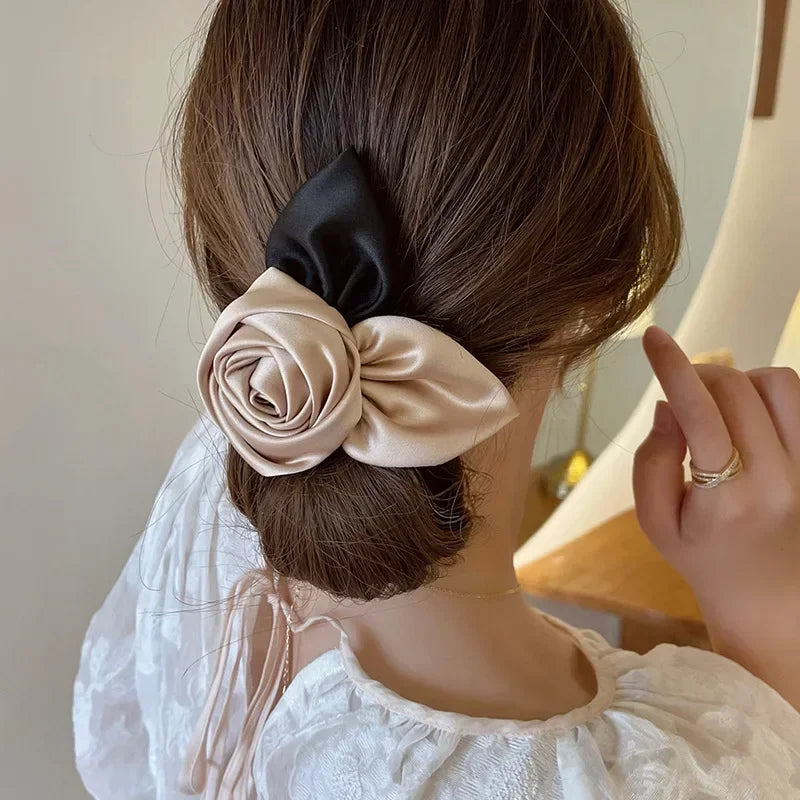 2024 Summer French Elegant Rose Hairpin Temperament Retro Hair Claw Women Hair Accessories High Ponytail Hair Clips - Clikcy