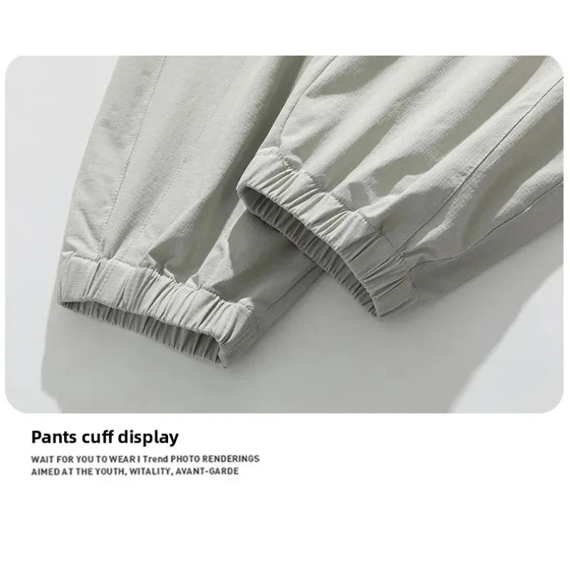 Men's Pants Summer Quick Dry Breathable Ice Silk Work Pants Elastic Casual Sports Large Size Streetwear Men Cargo Pants Vintage - Clikcy