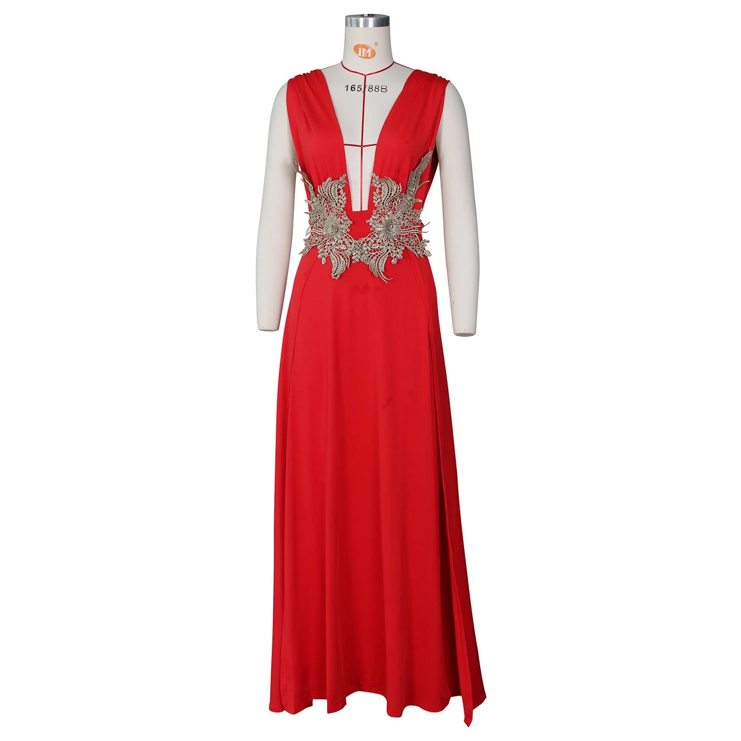 Sexy Deep V Neck High Split Evening Cocktail Maxi Dress Women Backless Embroidery Beading Long Formal Wedding Party Dress - Clikcy