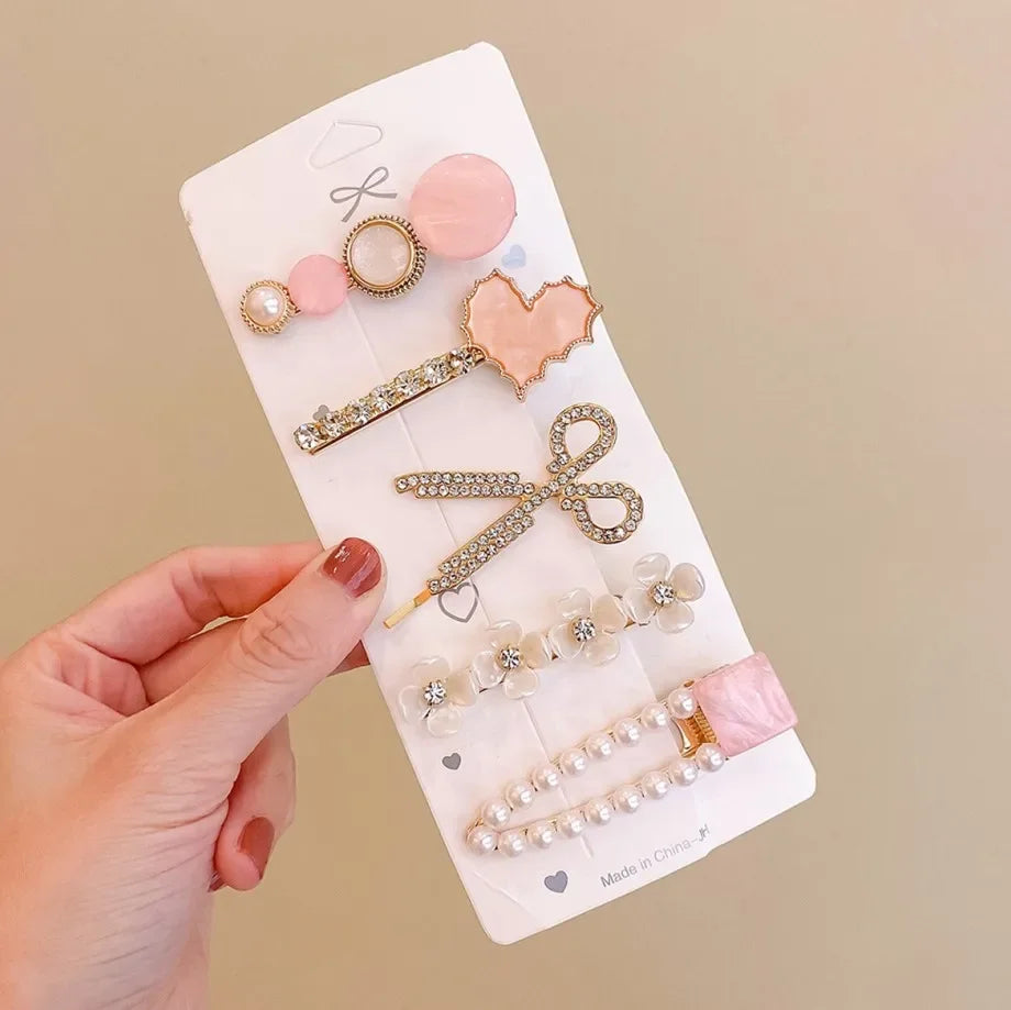 5pcs Women's Hairpin Side Hair Clip Set Designer Pearl Headwear Bangs Hairpin Headpiece Hair Accessories Hairwear Duckbill Clip