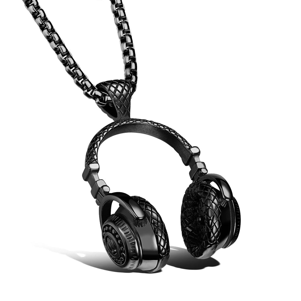 European And N Accessories Hip-hop Rock Music Alloy Headphone Necklace Pendant Titanium Steel Lovers Necklace - Clikcy