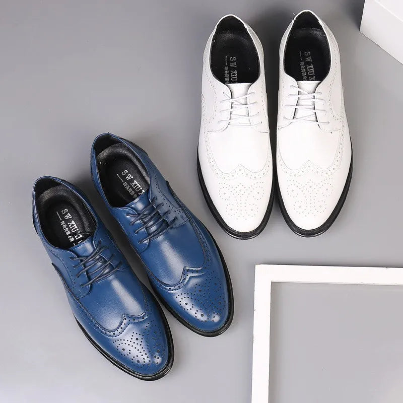 Men's Classic Retro Brogue Shoes Mens Lace-Up Business Leather Shoes Dress Office Flats Men Wedding Party Oxfords Work Footwear