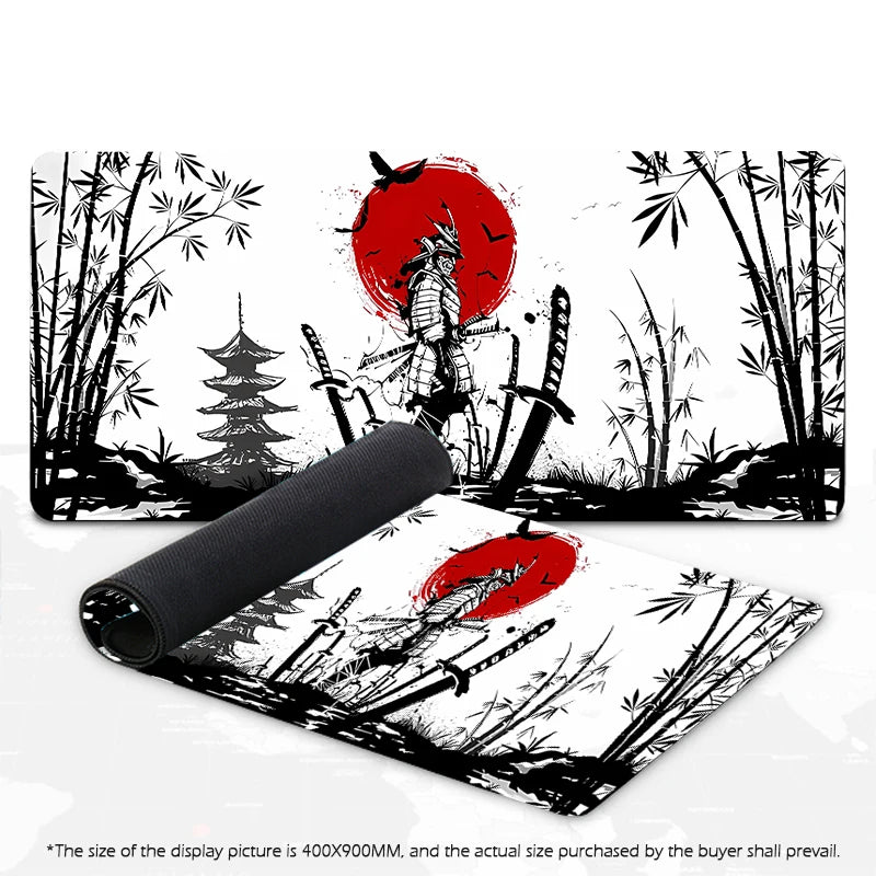 Samurai Warrior Mouse Pad Gamer Computer Accessories Keyboard Table Mat Black Mousepad Company Gaming Laptop Desk Accessory Pc - Clikcy