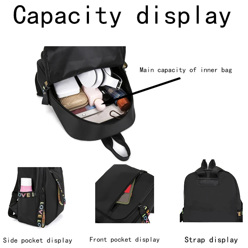 Women's new Korean version of all fashionable Oxford cloth backpack Fashion leisure large capacity travel bag - Clikcy