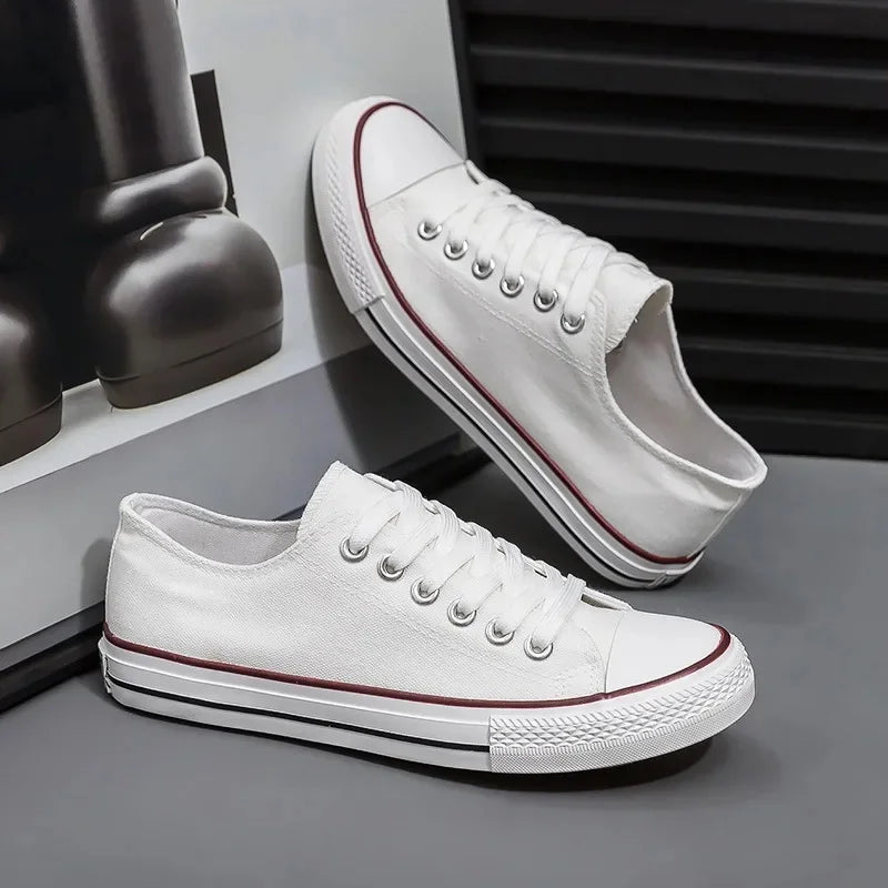 Men's All-Black Low-Top Canvas Shoes Spring Casual Sports Flat Bottom Couple's Sulfurization Flats Unisex Slip-On Sneakers