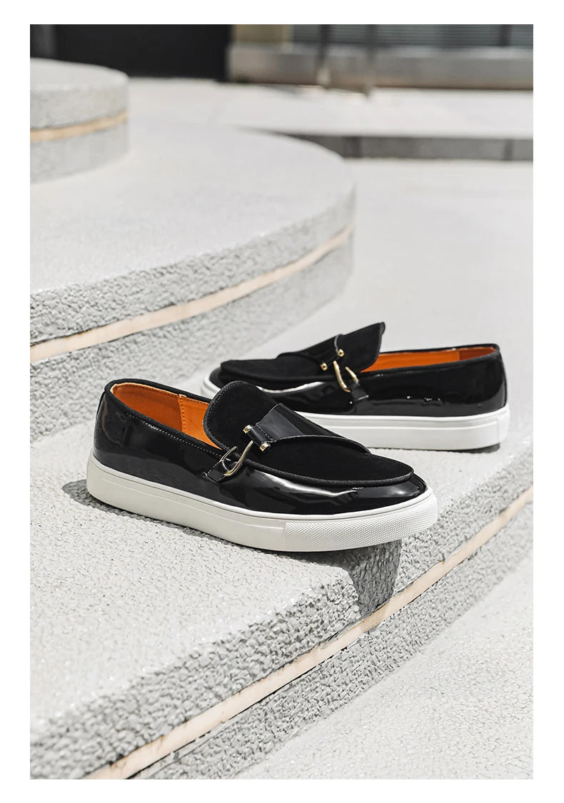 Hight Quality Casual White Leather Shoes For Men New Platform Walking White Sneakers Male British Style Loafers Yuppie Men 2025 - Clikcy