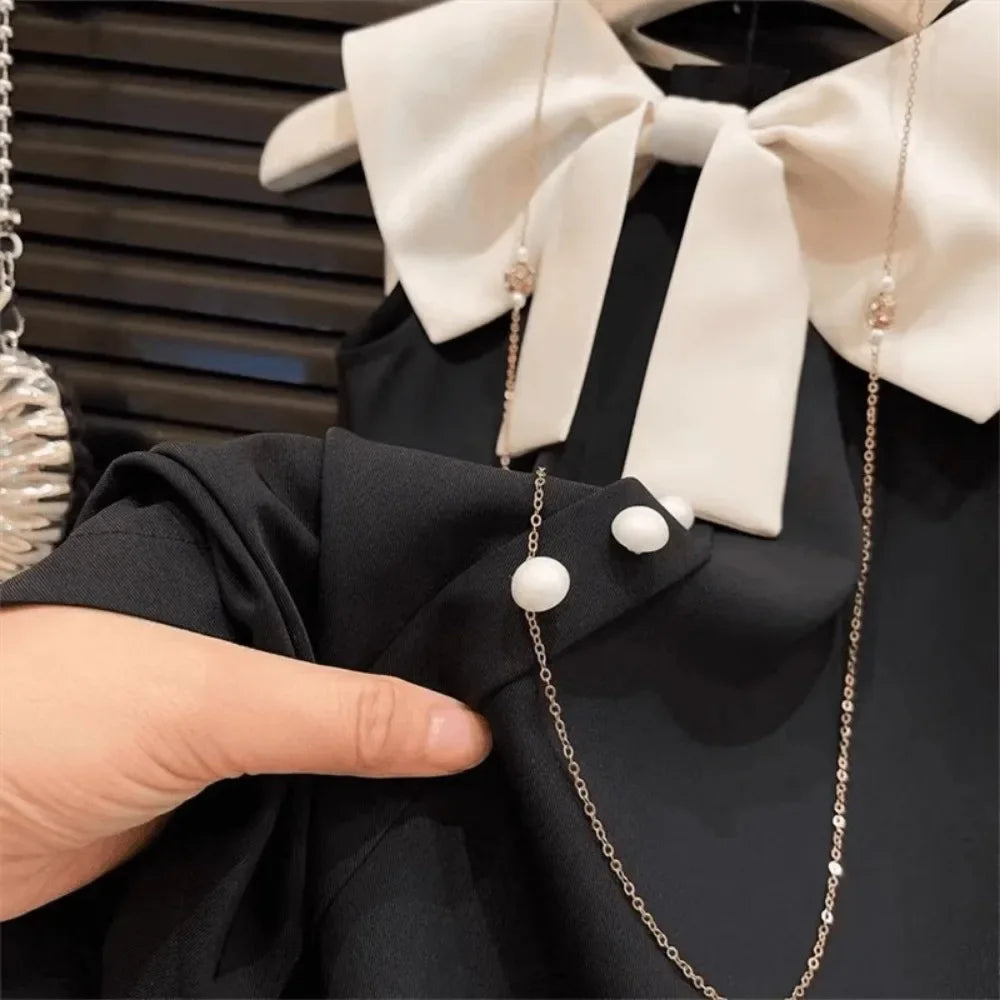 Korean Version Black Sleeveless Kids Clothes Summer New Bow Decoration Girls Dress Birthday Party Princess Dresses 2-7 Years Old - Clikcy