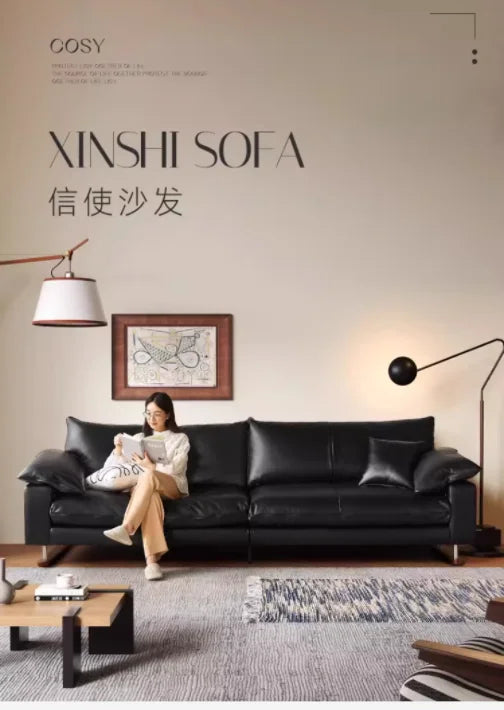 Comfortable Vintage Sofas Fancy Genuine Leather Lounge Living Room Couches Designer Solid Wood Divano Da Soggiorno Furniture - Clikcy