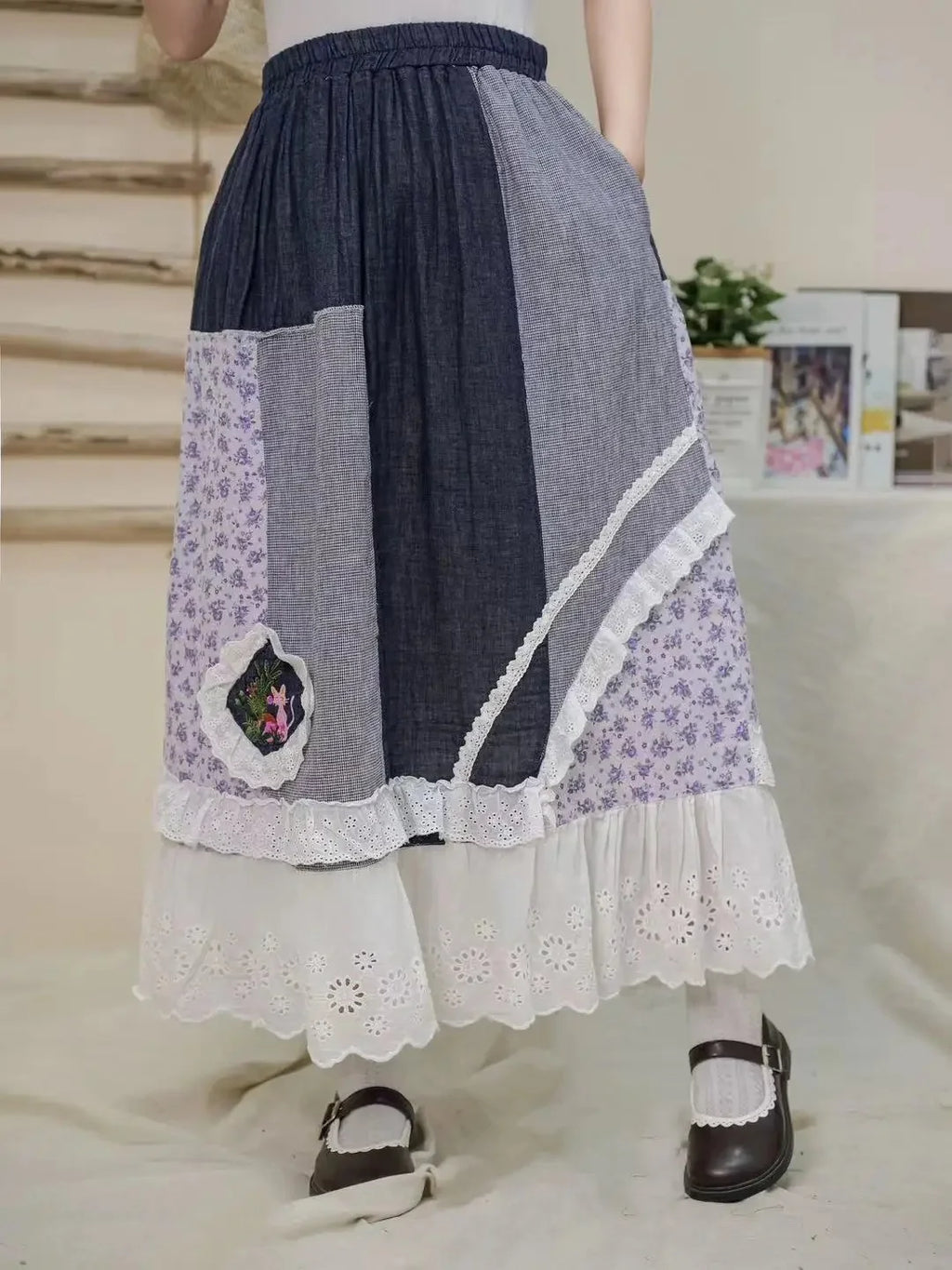 2025 Spring New Women's Underwear Skirt Japanese Loose-Fit Embroidered Waist Elastic Waist Women's Beefsteak Skirt - Clikcy