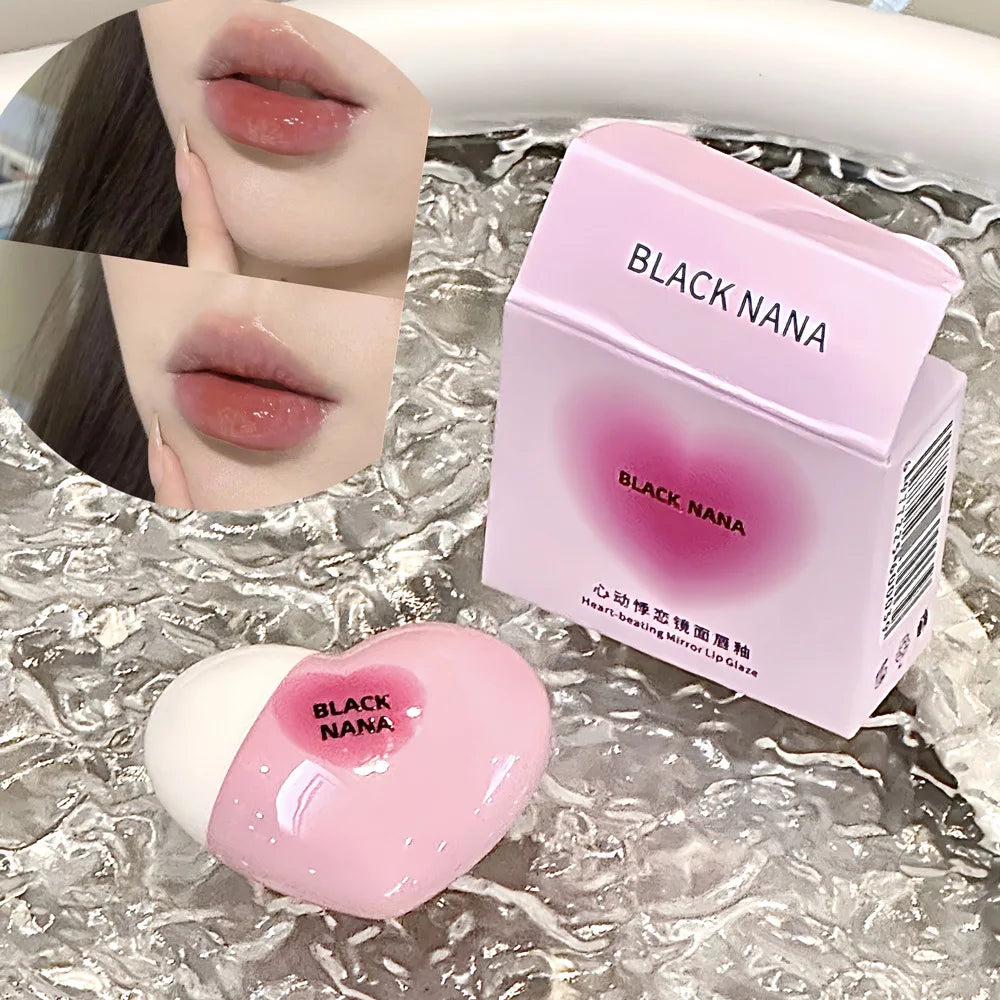 Black Nana Lip Gloss Cute Heart Shaped Lip Glaze CPNP Verified Lipstick Long Lasting Hydrating Natural Make Up Cosmetic - Clikcy