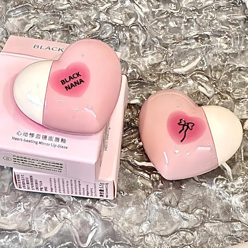 Black Nana Lip Gloss Cute Heart Shaped Lip Glaze CPNP Verified Lipstick Long Lasting Hydrating Natural Make Up Cosmetic - Clikcy